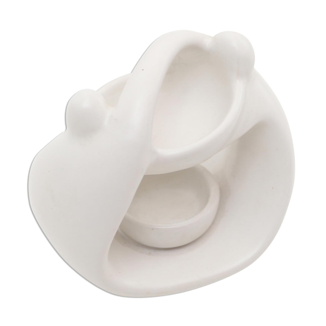White Ceramic Sculptural Oil Warmer - Warm Feelings