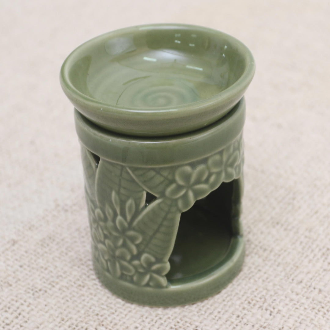Floral Themed Handmade Ceramic Oil Warmer - Jepun Tree