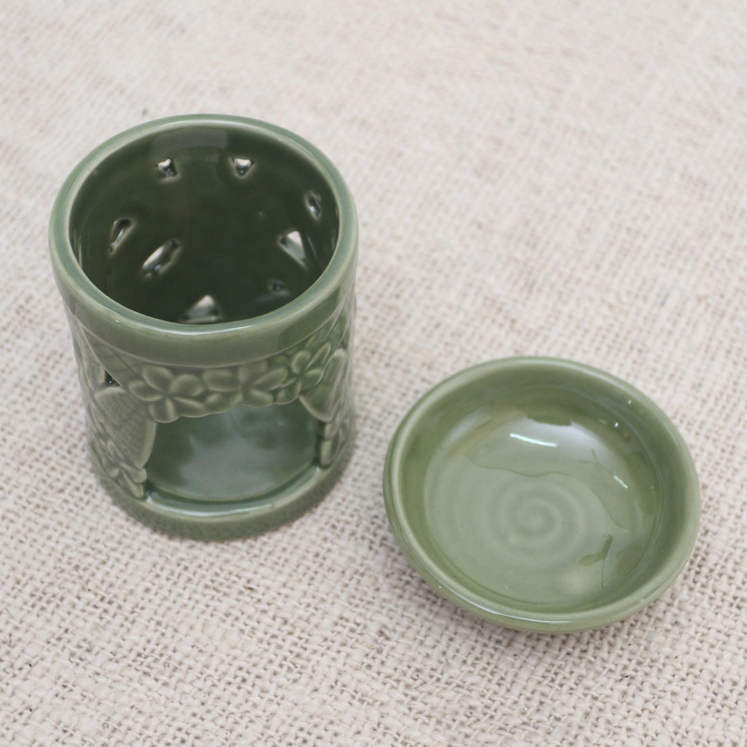 Floral Themed Handmade Ceramic Oil Warmer - Jepun Tree