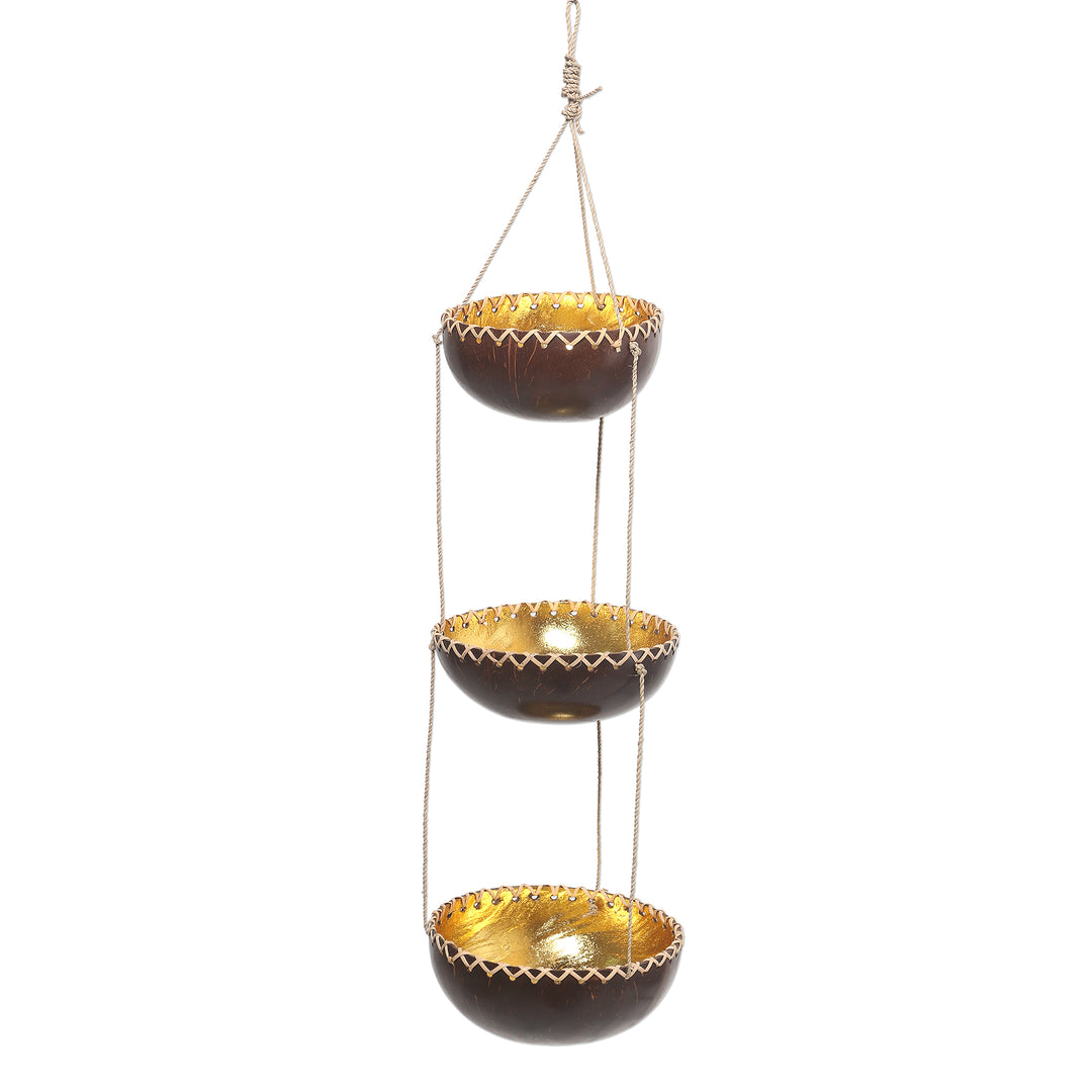 Tiered Hanging Coconut Shell Plant Pot - Vertical Garden