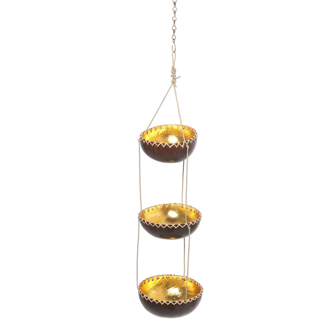 Tiered Hanging Coconut Shell Plant Pot - Vertical Garden