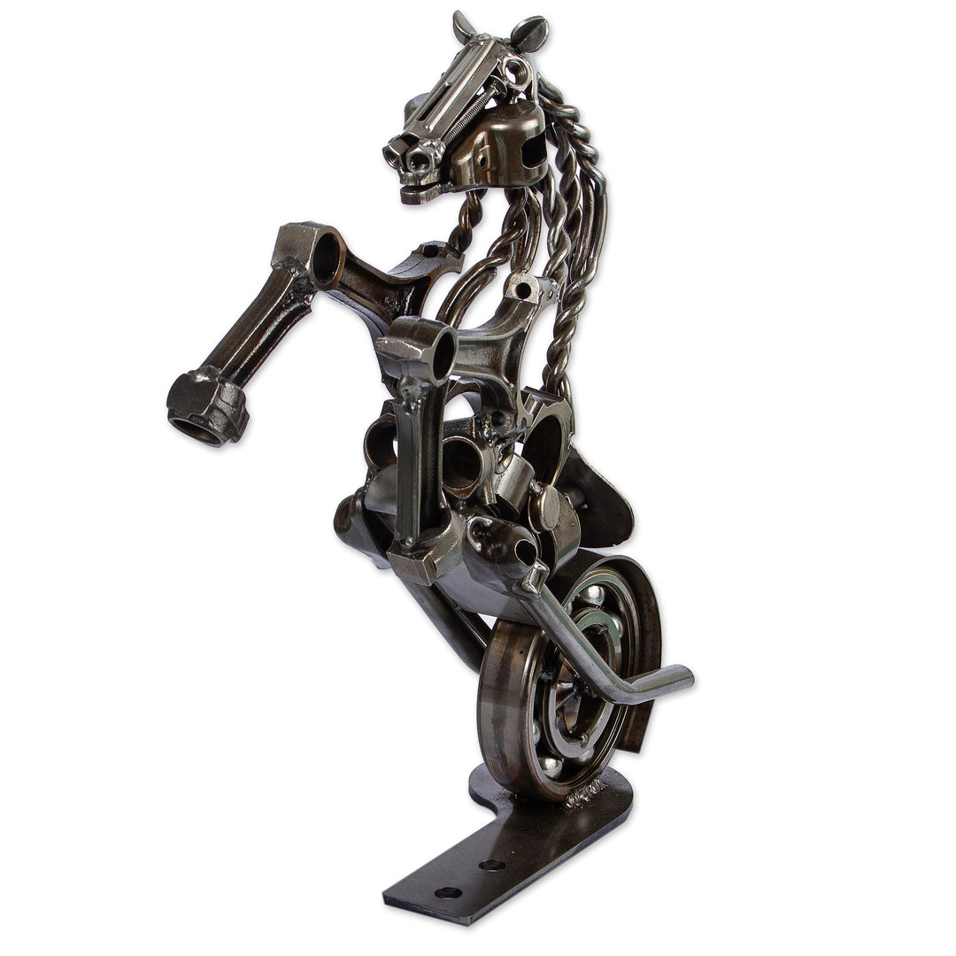 20 Inch Rustic Motorbike Horse Upcycled Auto Parts Sculpture - Rustic Horsepower