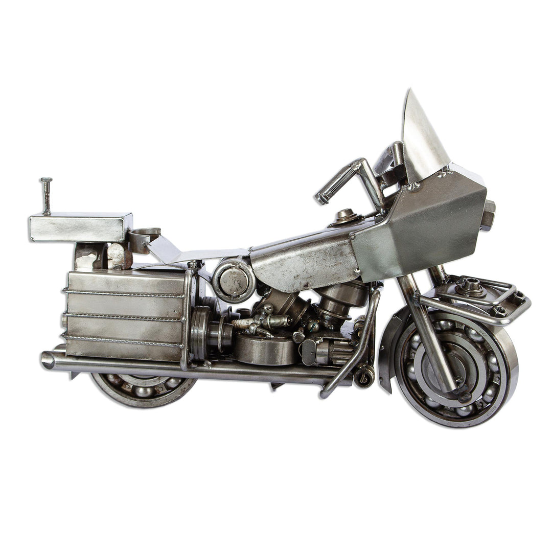Eco-Friendly Recycled Metal Motorcycle Sculpture - Rustic Motorcycle