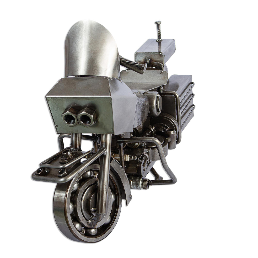 Eco-Friendly Recycled Metal Motorcycle Sculpture - Rustic Motorcycle