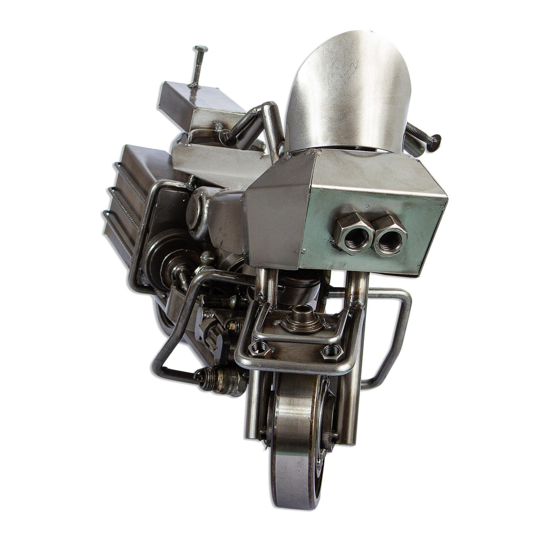 Eco-Friendly Recycled Metal Motorcycle Sculpture - Rustic Motorcycle