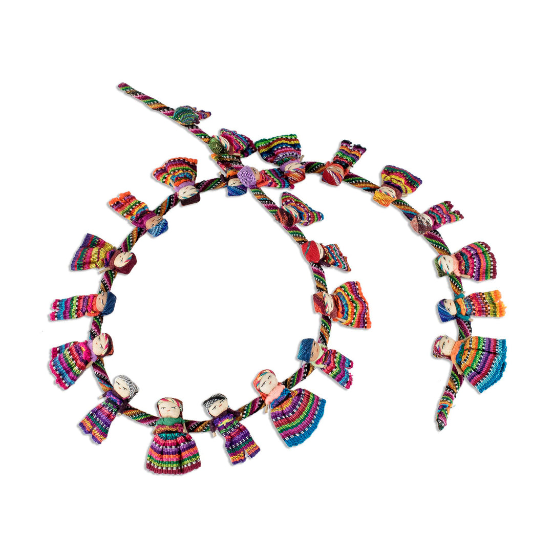 Artisan Crafted Guatemalan Worry Doll Garland - Joy and Diversity
