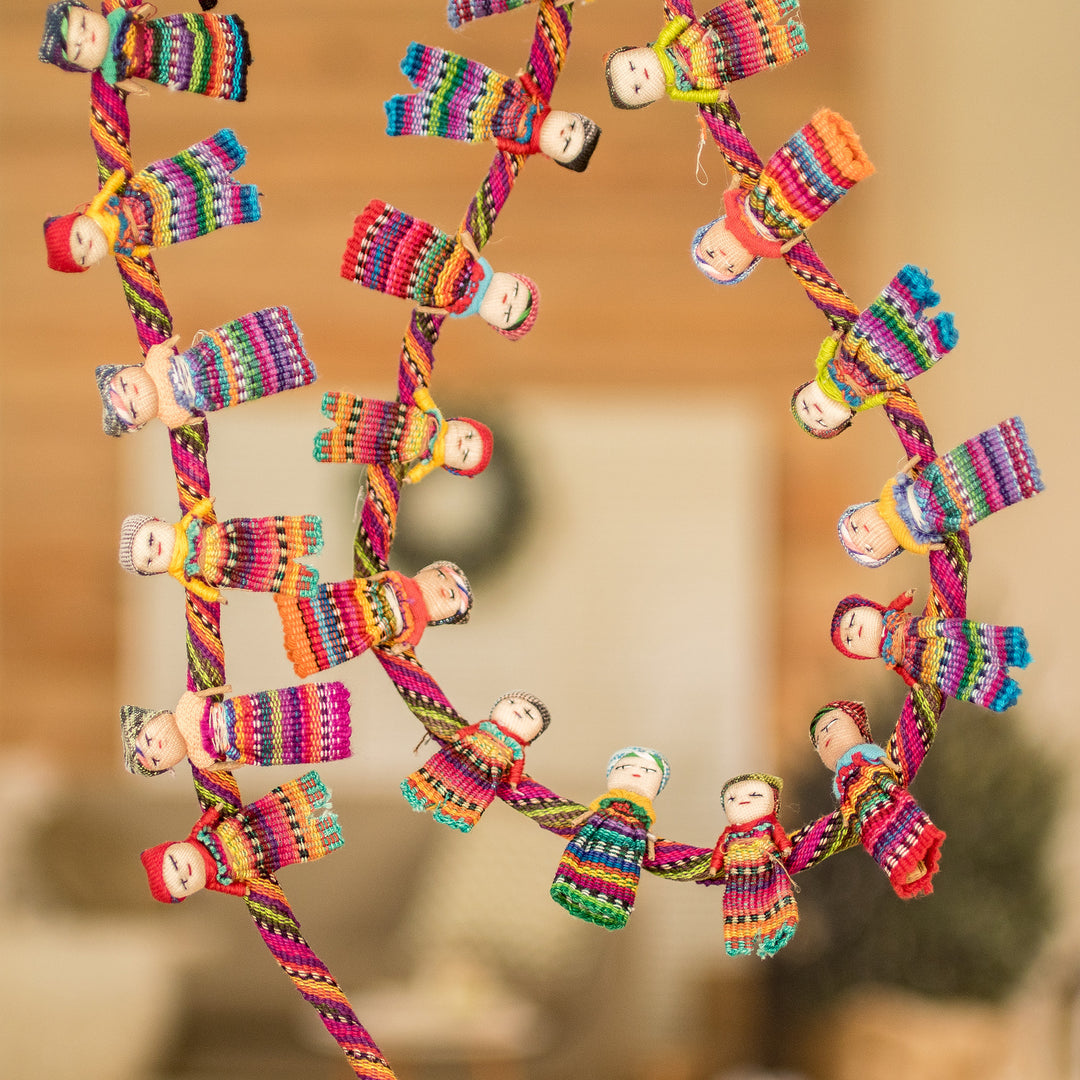 Artisan Crafted Guatemalan Worry Doll Garland - Joy and Diversity