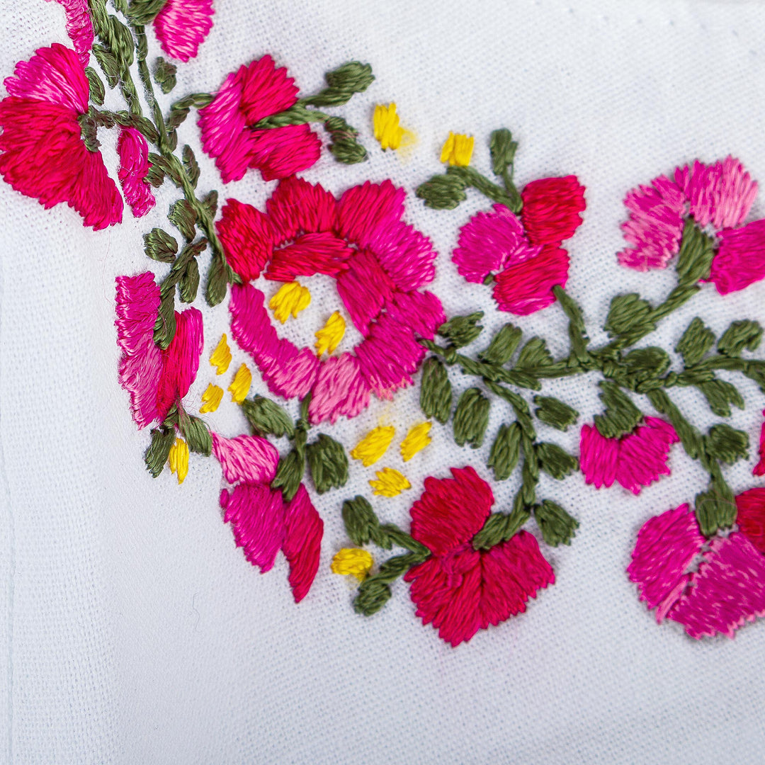 Hand Embroidered Reusable Cotton Mask from Mexico - Rose Garden