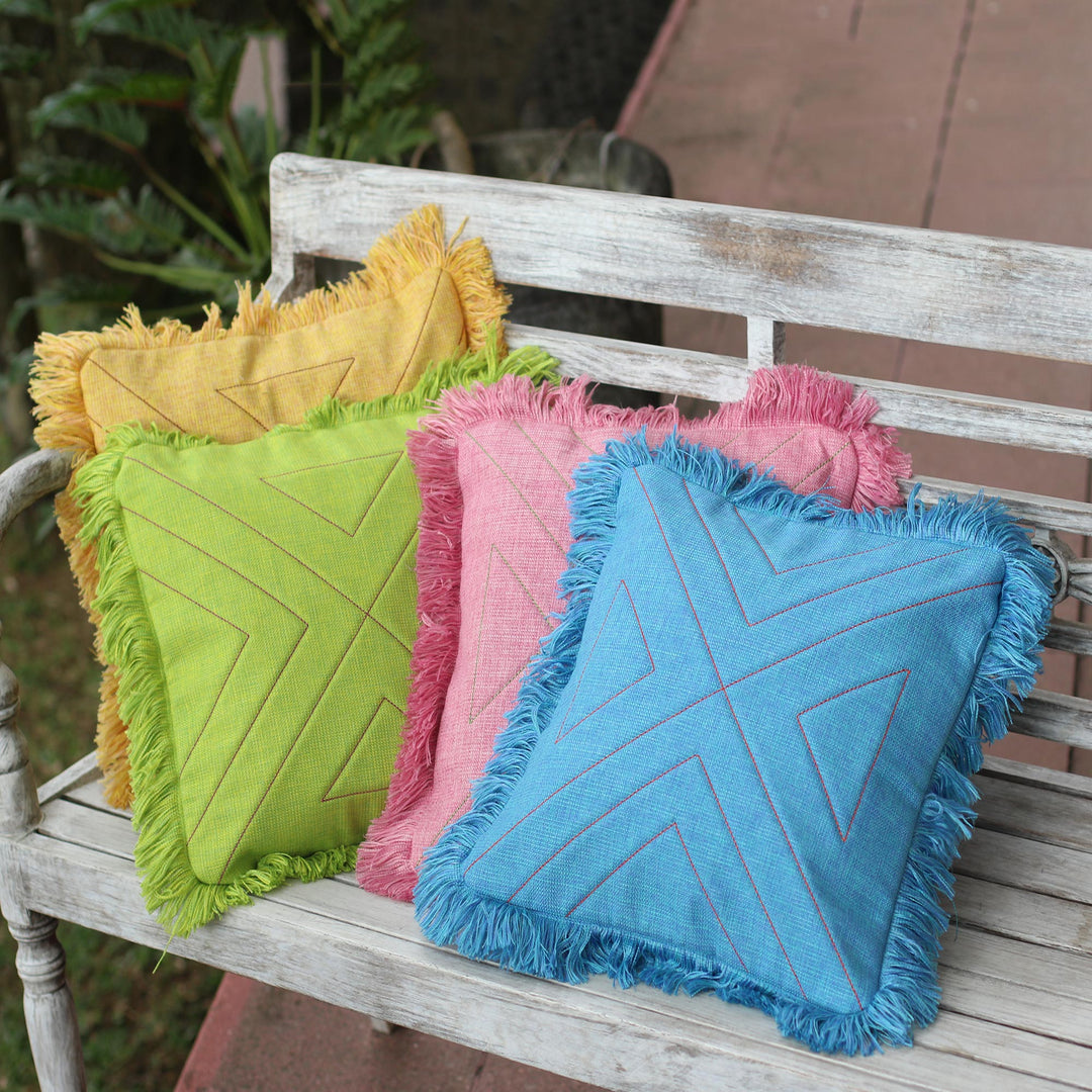 Triangle Pattern 100% Cotton Cushion Cover Set of 4 - Triangle in Pastels