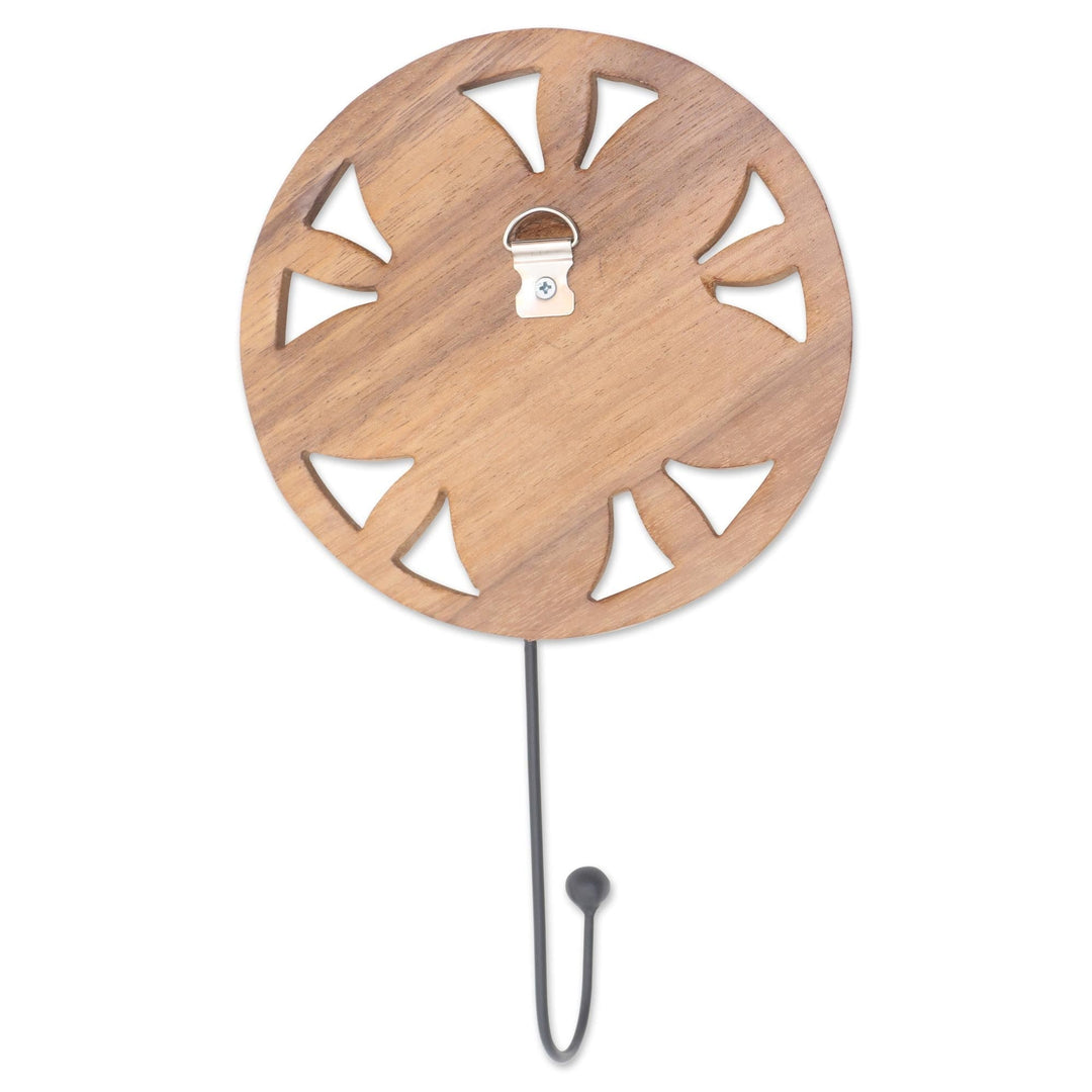 Frangipani Motif Wood and Iron Wall Hook - Blooming Jepun II