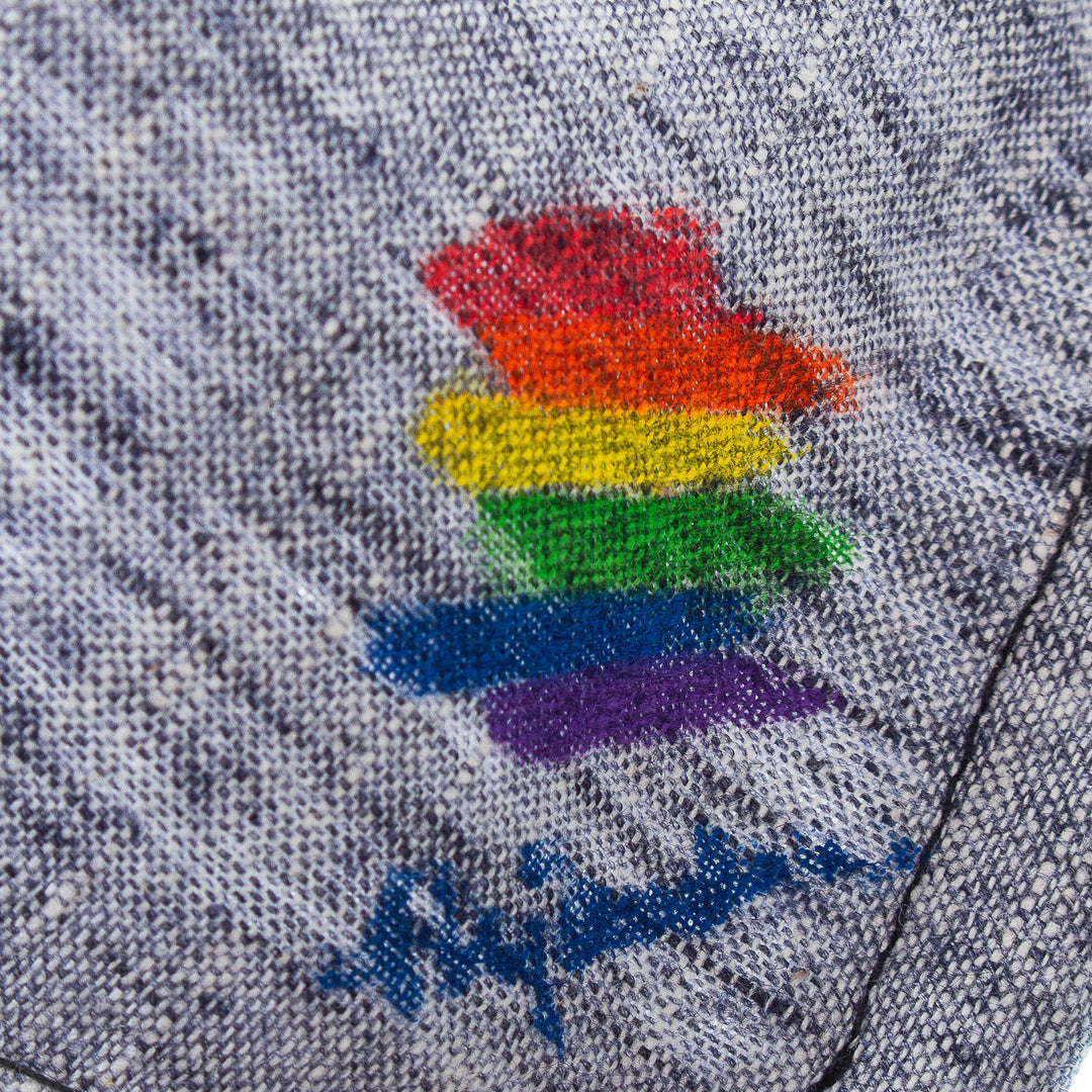 Blue Cotton Chambray 3-Layer Ear Loop Face Mask - Chambray Rainbow