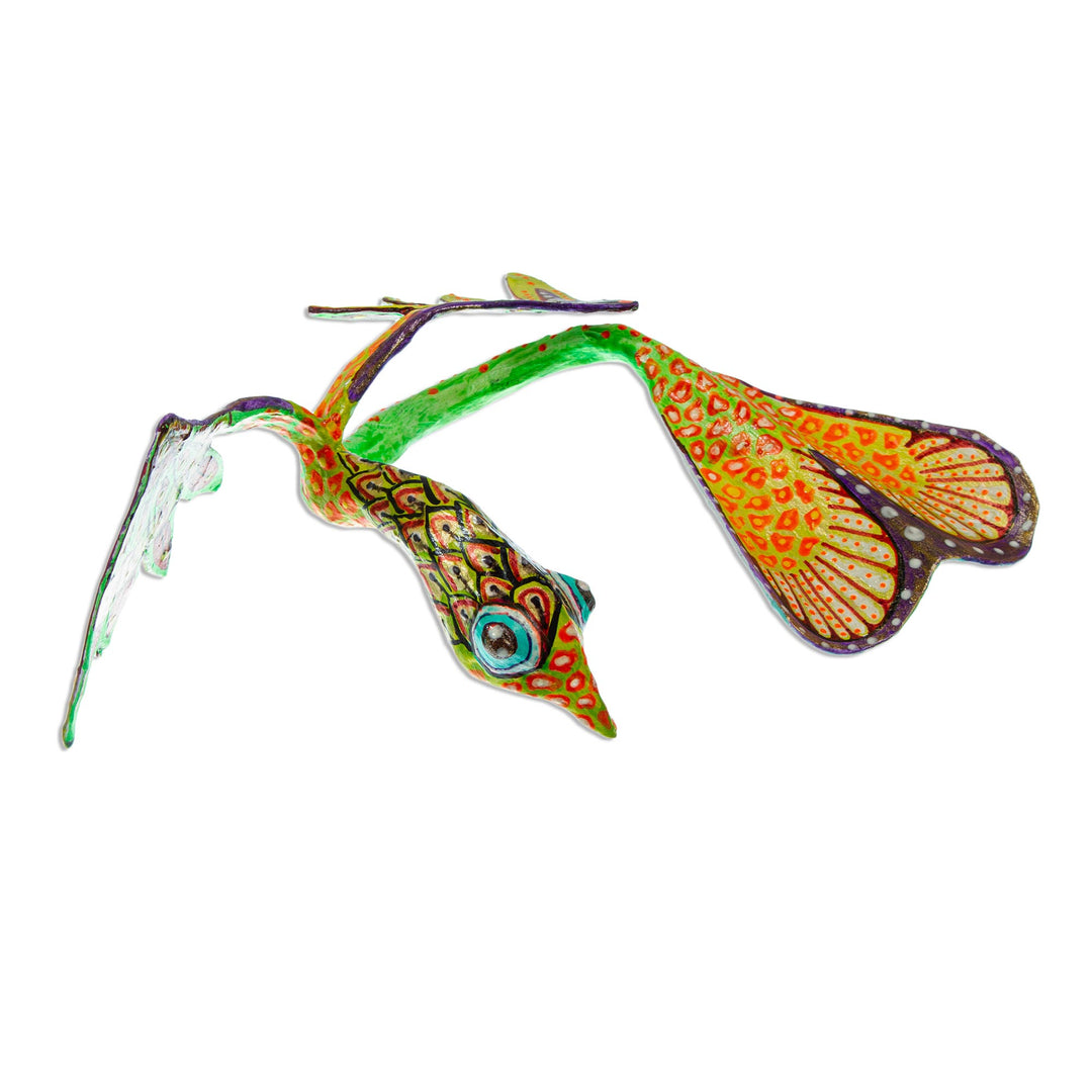 Bright Hand Painted Quetzalcoatl Alebrije Sculpture - Colorful Quetzalcoatl