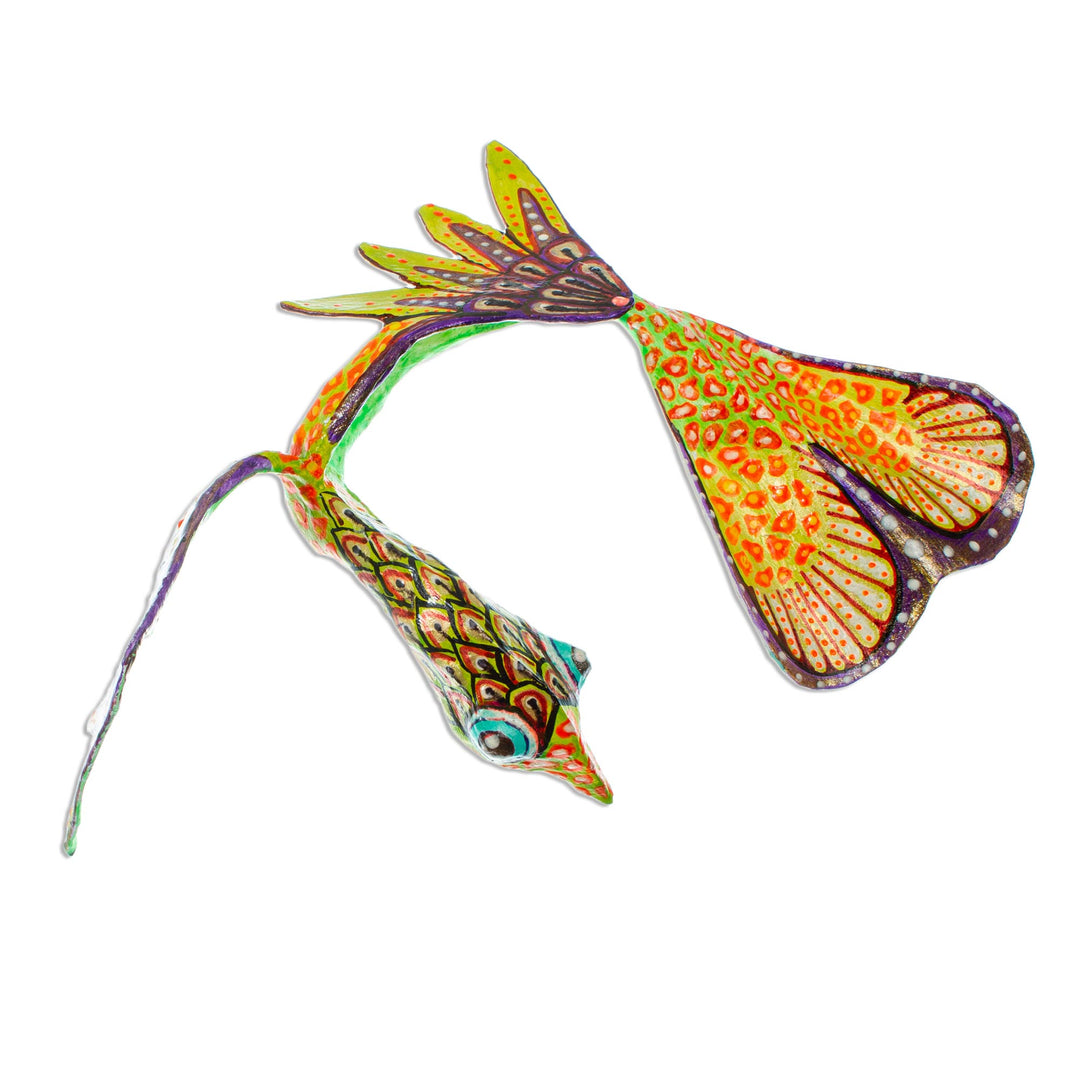 Bright Hand Painted Quetzalcoatl Alebrije Sculpture - Colorful Quetzalcoatl