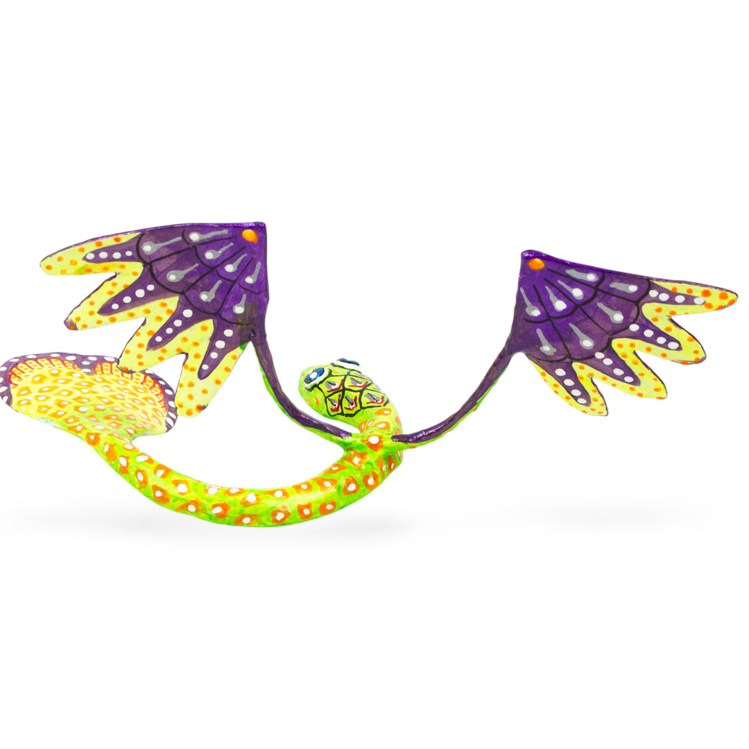 Bright Hand Painted Quetzalcoatl Alebrije Sculpture - Colorful Quetzalcoatl