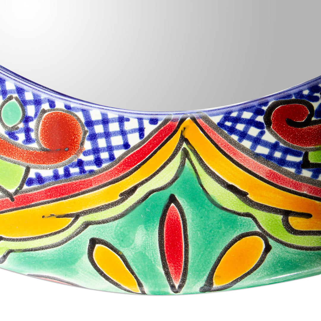 Talavera-Style Oval Ceramic Wall Mirror - Talavera Wreath
