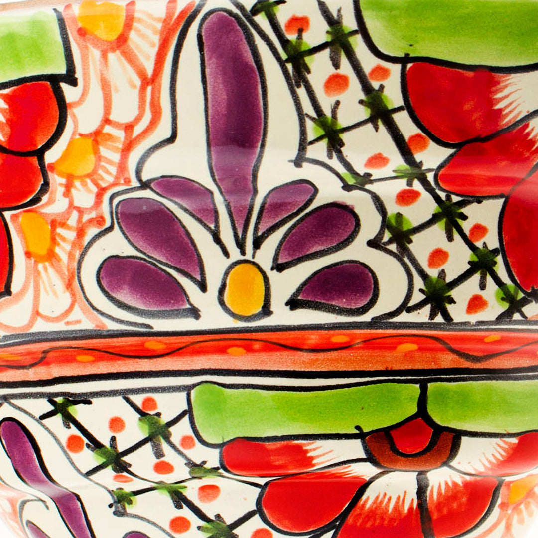 Half Round Talavera Style Ceramic Wall Planter - Colorful Garden