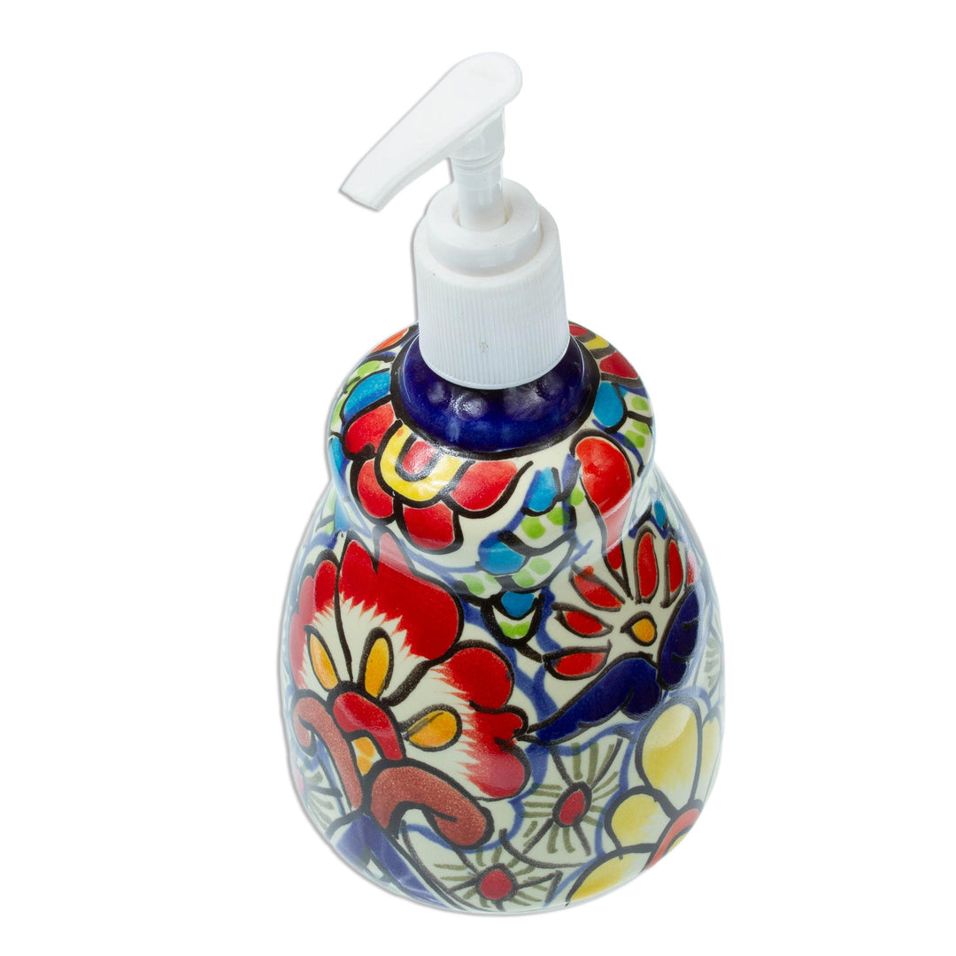 Handmade Talavera-Style Soap Dispenser - Talavera Flowers