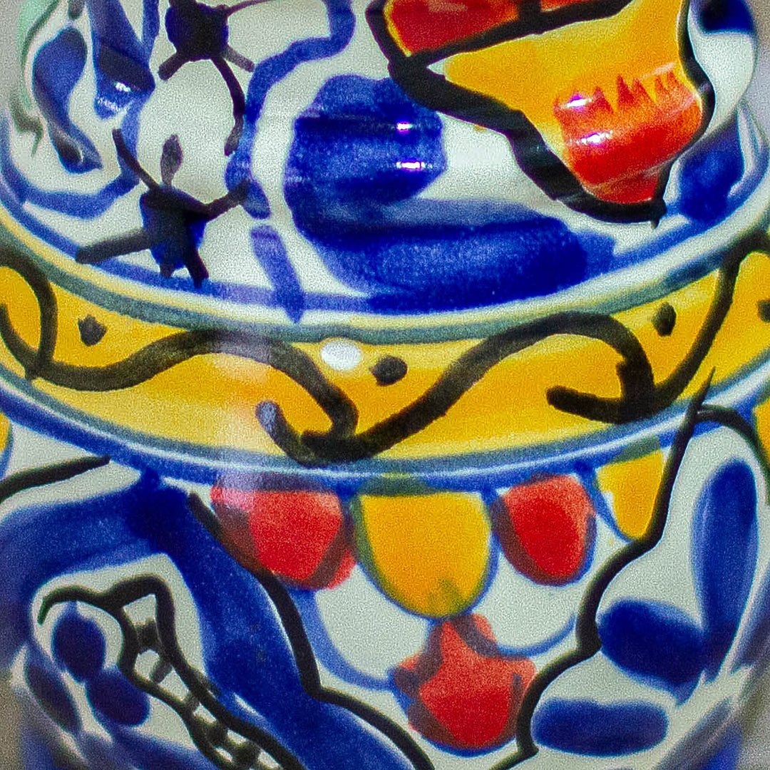 Artisan Crafted Ceramic Floral Soap Dispenser - Cobalt Flowers