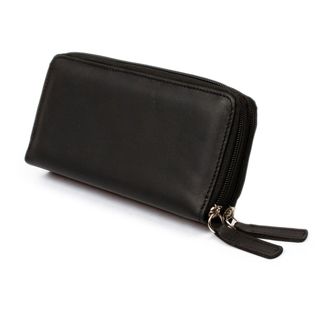 Elegant Black Long Zipper Wallet - Bajio Black