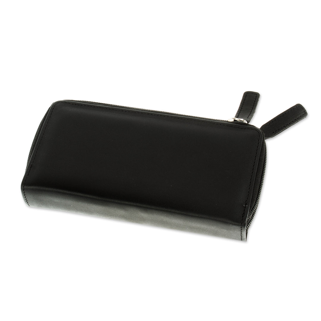 Elegant Black Long Zipper Wallet - Bajio Black