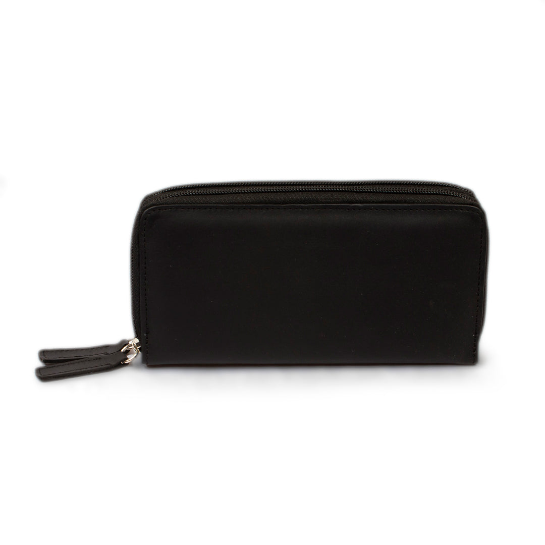 Elegant Black Long Zipper Wallet - Bajio Black