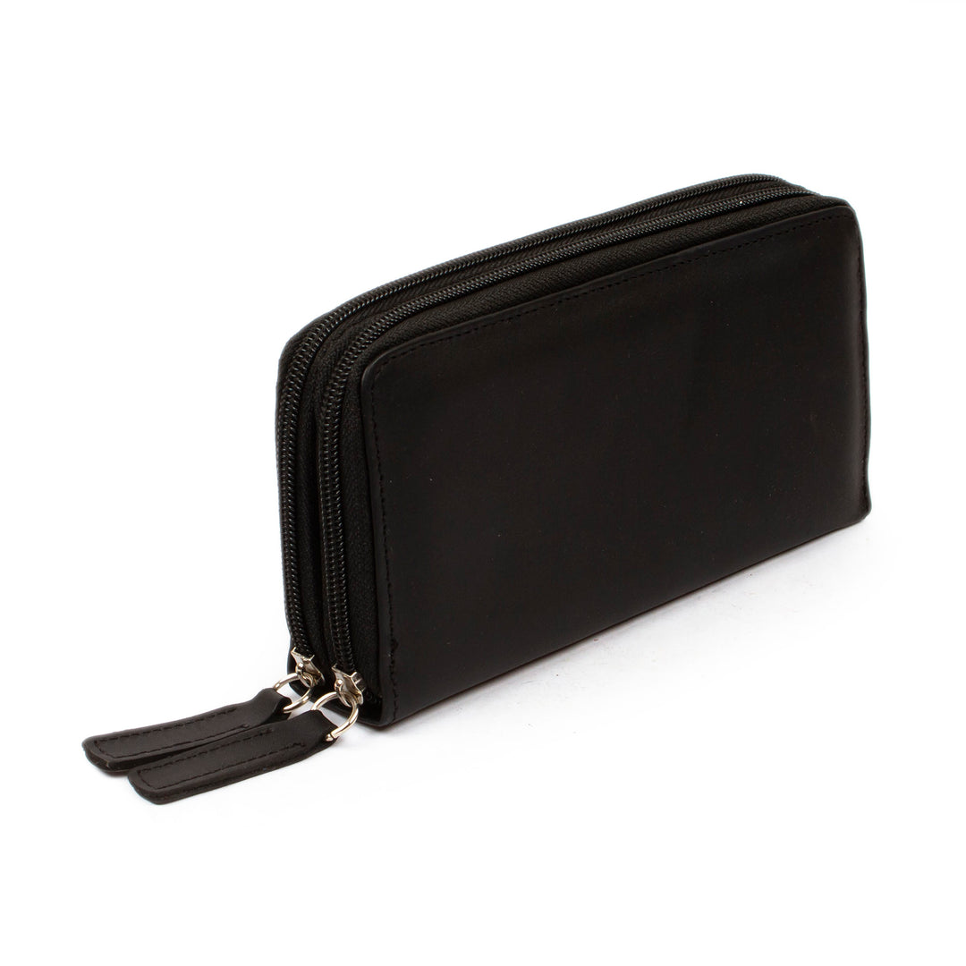 Elegant Black Long Zipper Wallet - Bajio Black