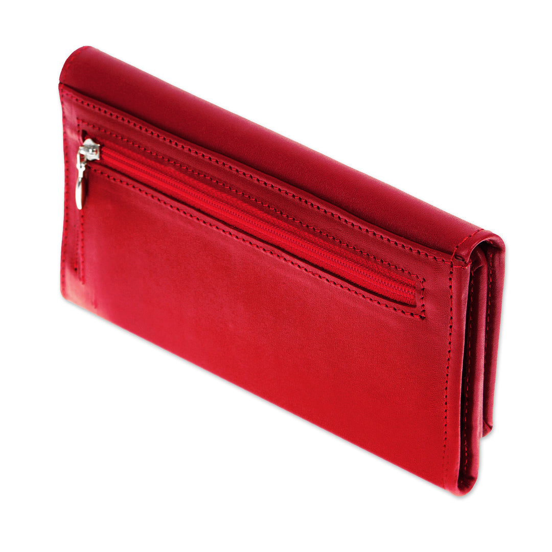 Burgundy Leather Wallet with Coin Pocket - Coporo Burgundy