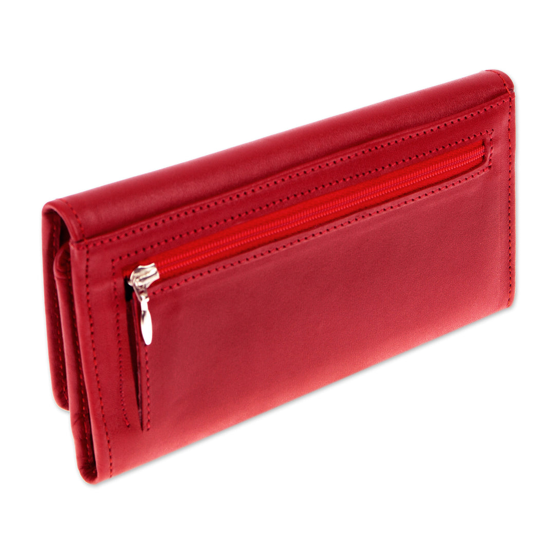 Burgundy Leather Wallet with Coin Pocket - Coporo Burgundy