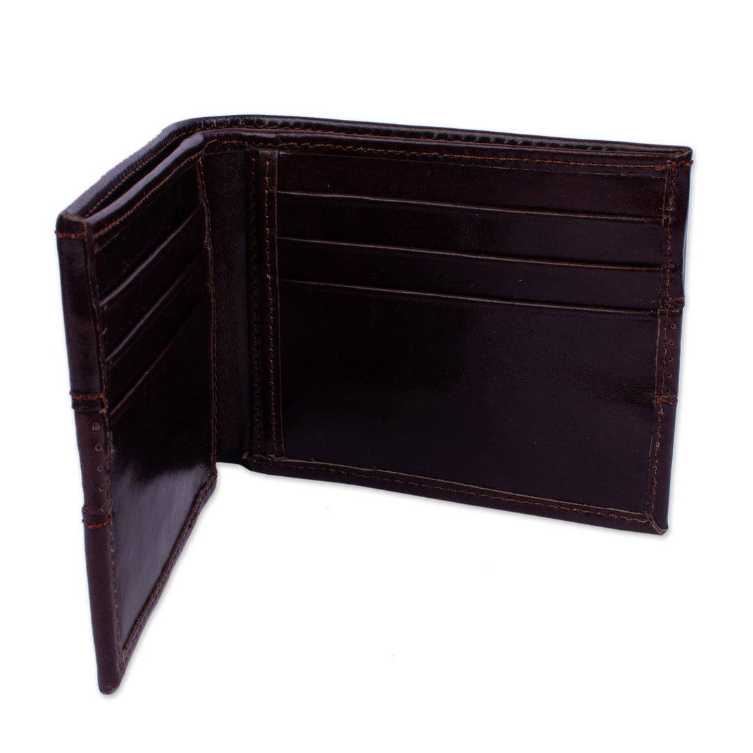 Hand Crafted Brown Leather Wallet for Men - Off Road in Brown