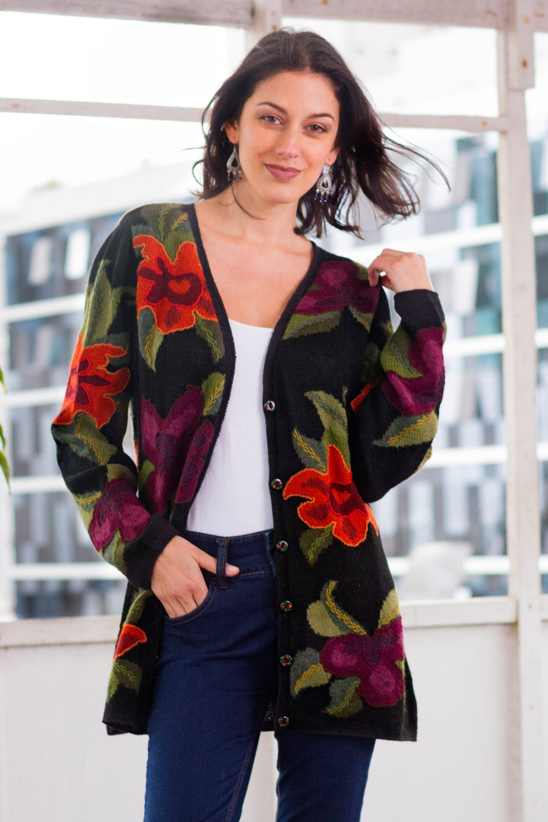 Cusco Flowers in Black