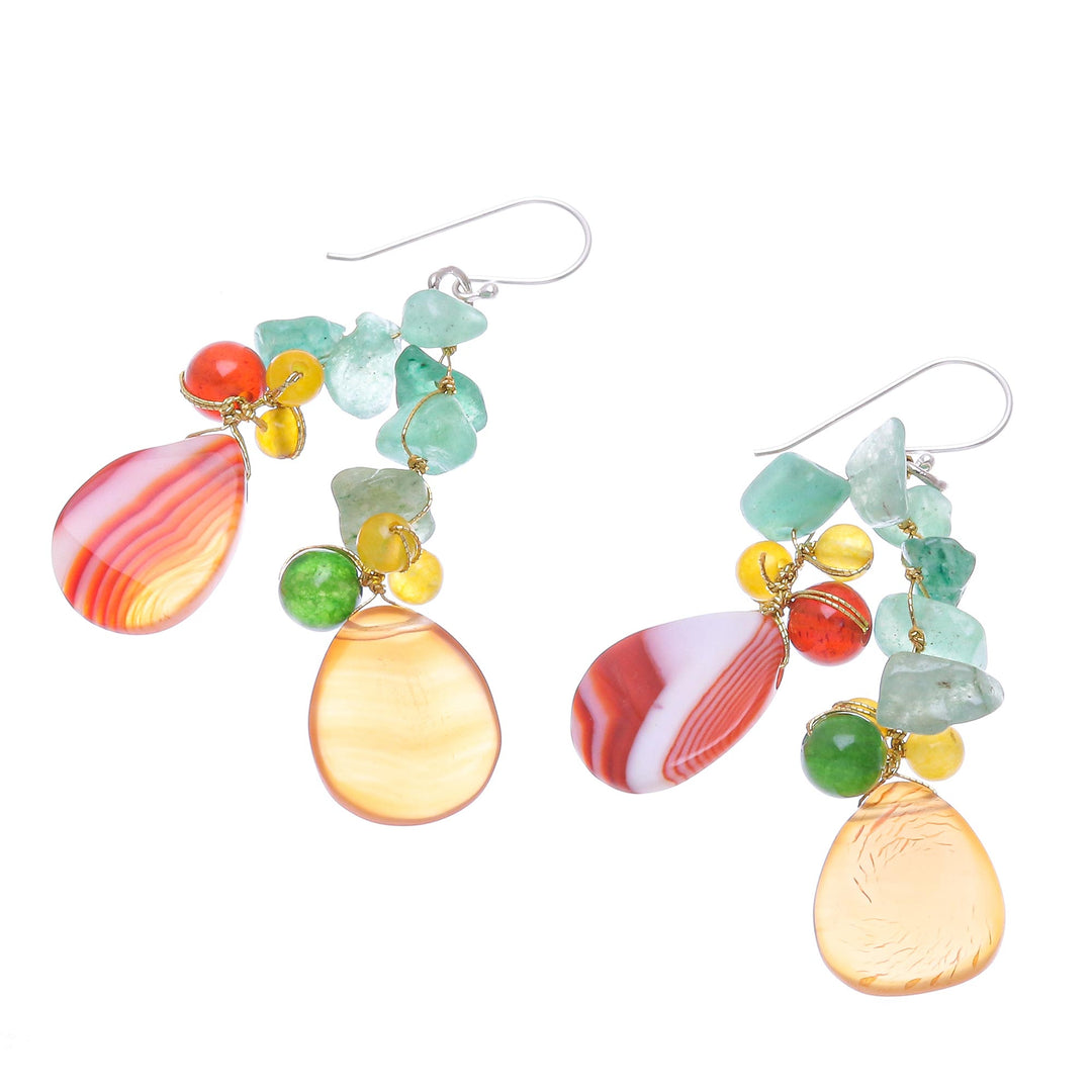 Multi-gemstone Dangle Earrings on Sterling Silver Hooks - Candy Mood