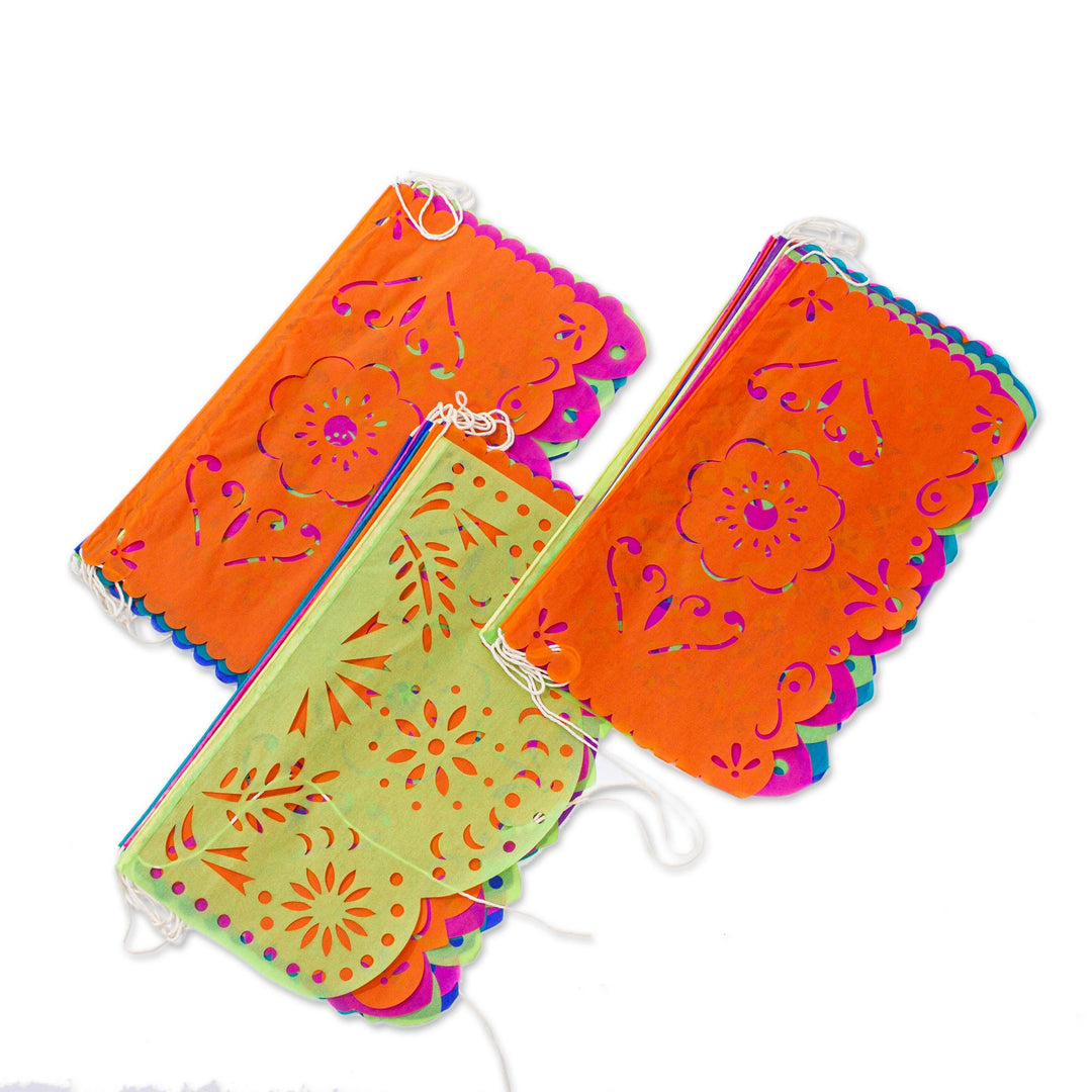 Mexican Folk Art Papel Picado Paper Garlands (Set of 3) - Piñatas