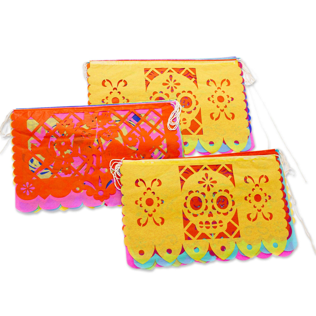 Day of the Dead Papel Picado Paper Garlands (Set of 3) - Calaveras