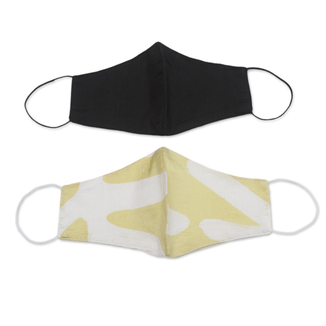 2 Double Layer Silk Elastic Loop Face Masks from Bali - Sunshine and Darkness