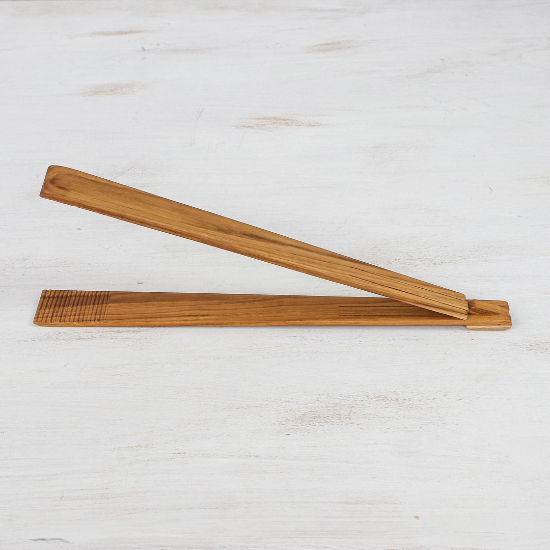 Hand Crafted Teak Wood Tongs from Thailand - Amiable Host