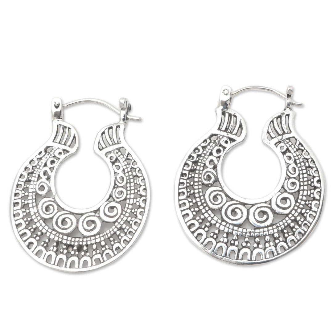 Balinese Sterling Silver Hoop Earrings - Making Waves
