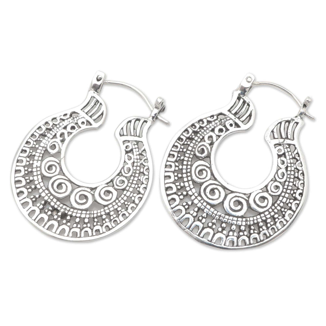 Balinese Sterling Silver Hoop Earrings - Making Waves