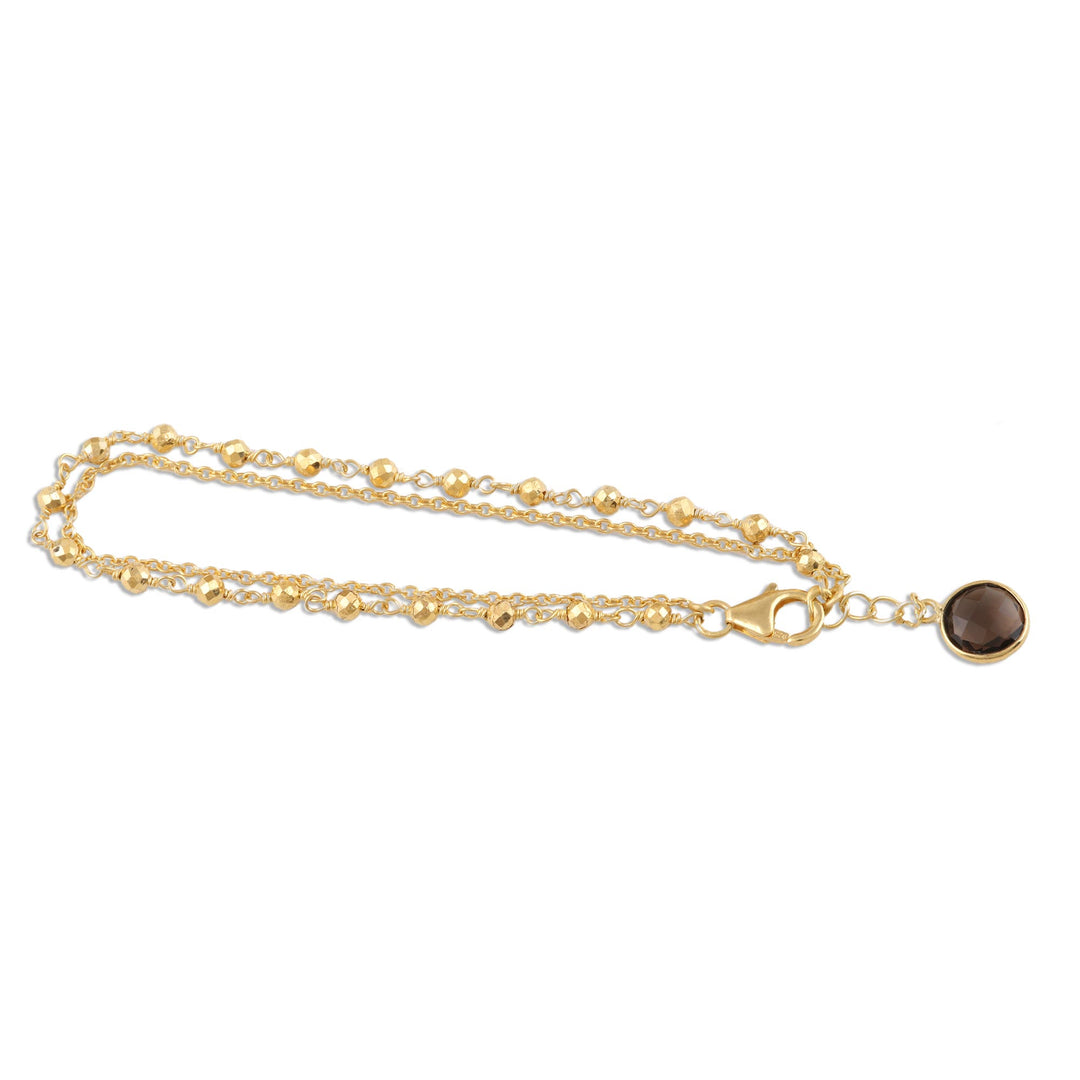 18k Gold Plated Beaded Charm Bracelet - Golden Power