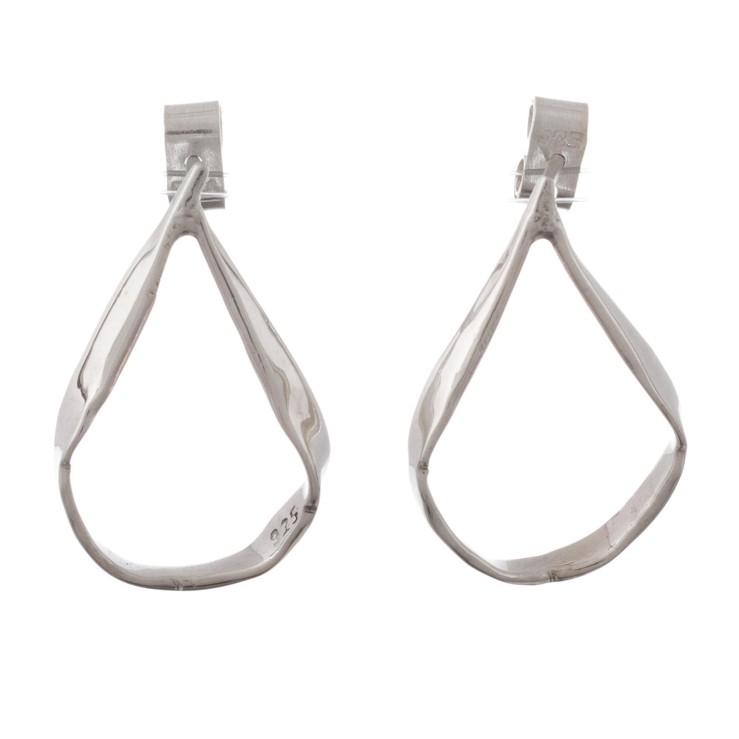 Artisan Crafted Sterling Silver Drop Earrings - Sleek Stirrups
