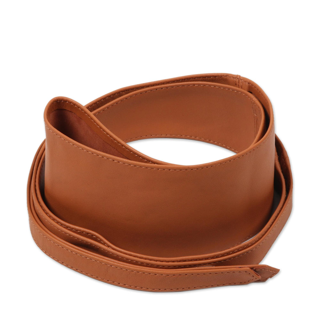 Hand Crafted Brown Sheep Leather Obi Belt - Novela in Brown