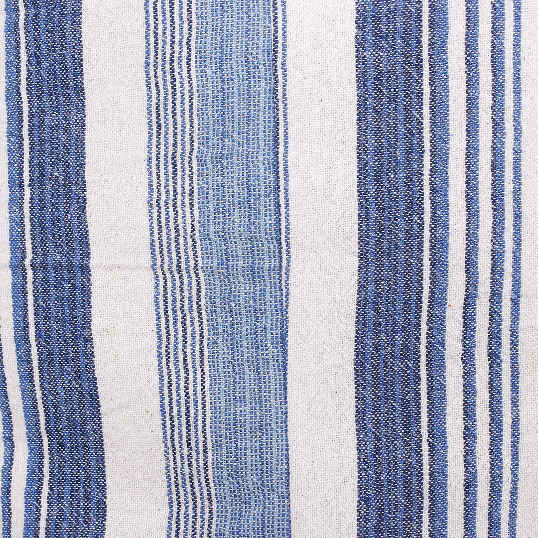 Blue and White Striped Cotton Hobo Handbag - Blue Mood