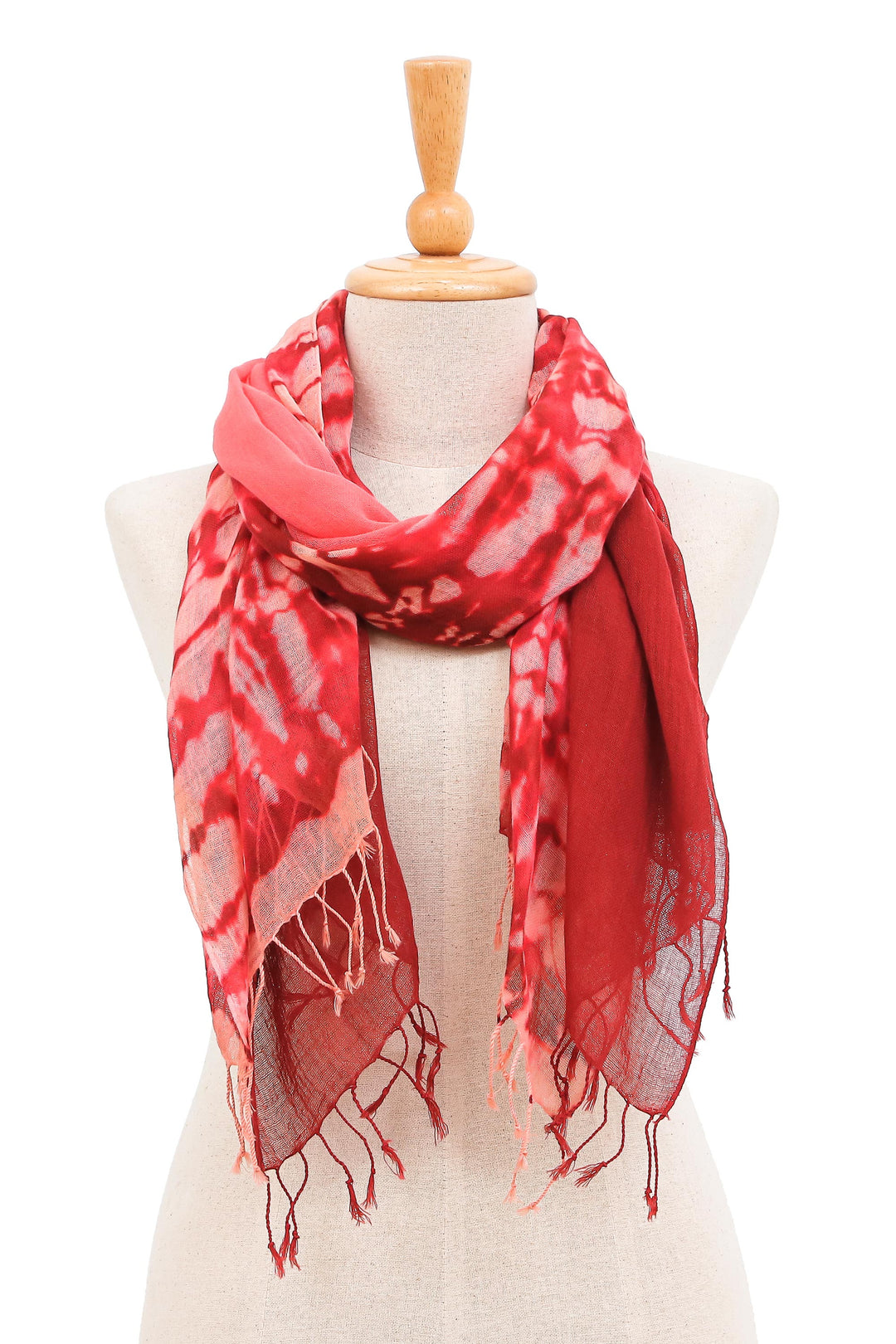 Pair of Cotton Scarves in Shades of Pink - Warmth of Love