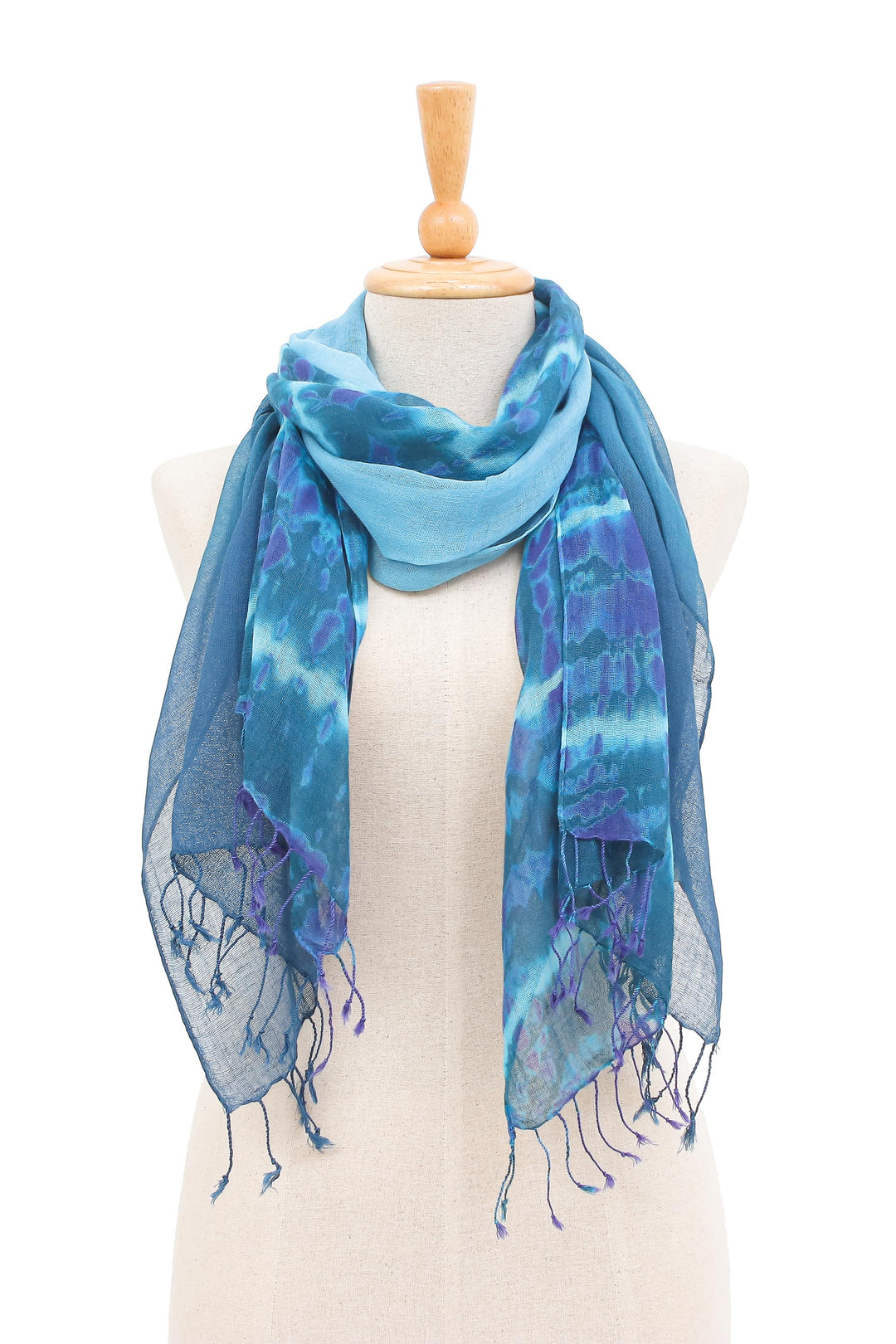 Pair of Cotton Scarves in Shades of Blue - Sea of Love