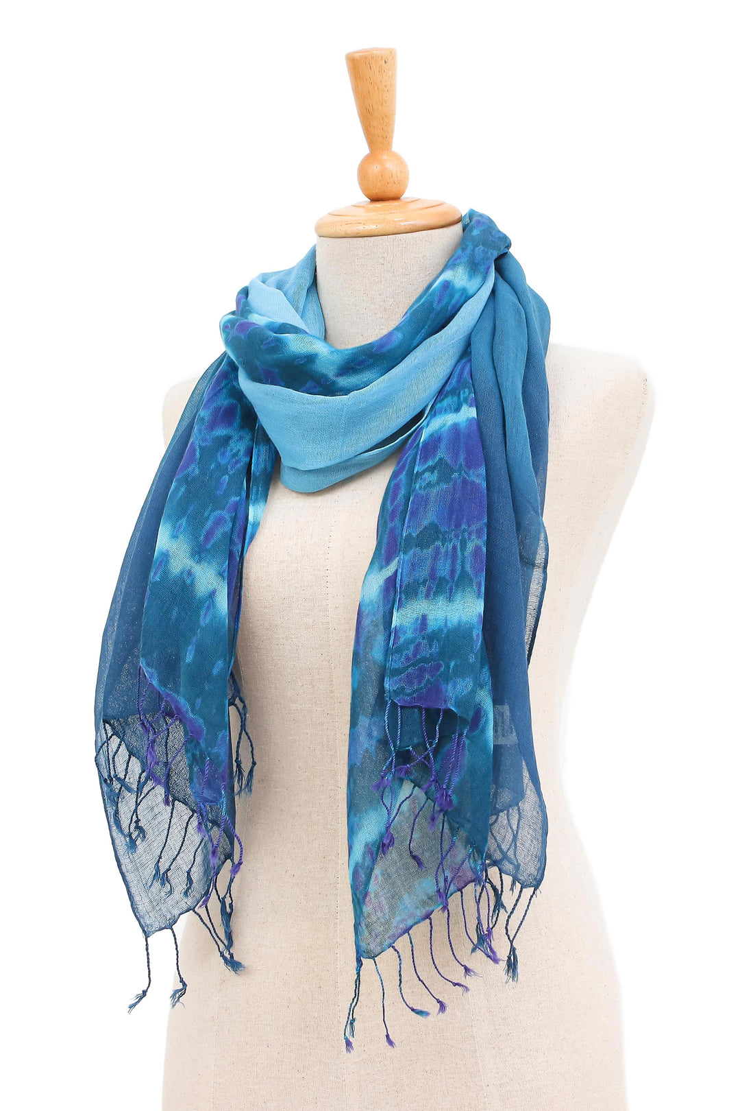 Pair of Cotton Scarves in Shades of Blue - Sea of Love