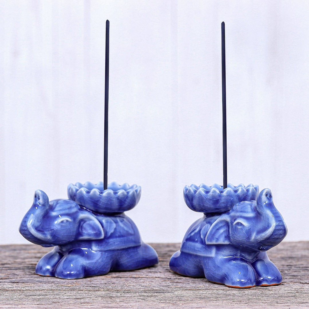 Polite Elephants in Blue
