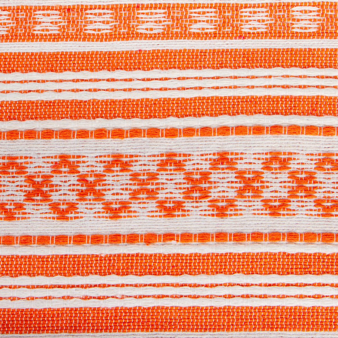 Orange and Off-White Cotton Tortilla Holder - Oaxacan Orange