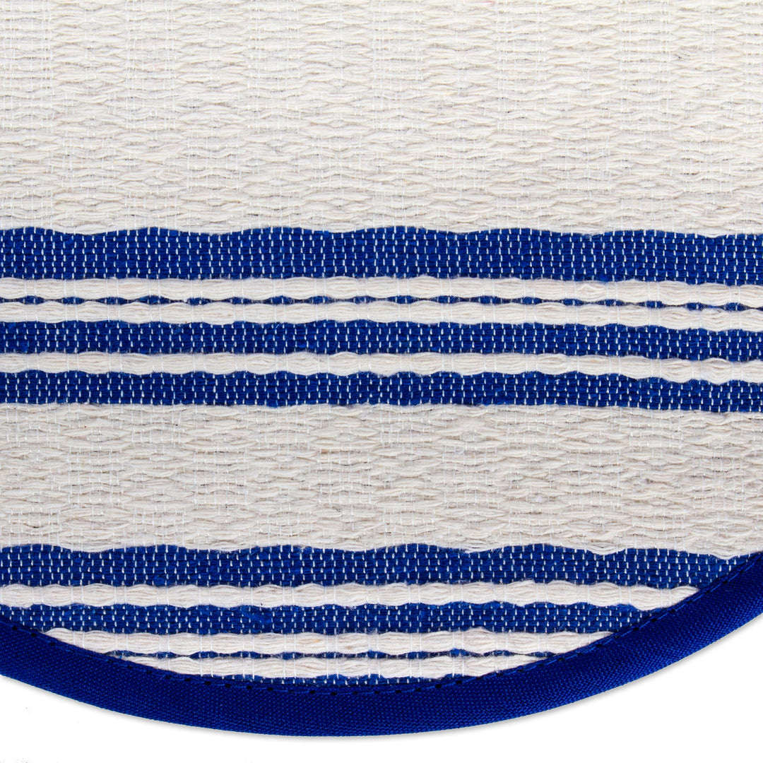 Blue and Off-White All Cotton Woven Tortilla Holder - Lapis Lagoon