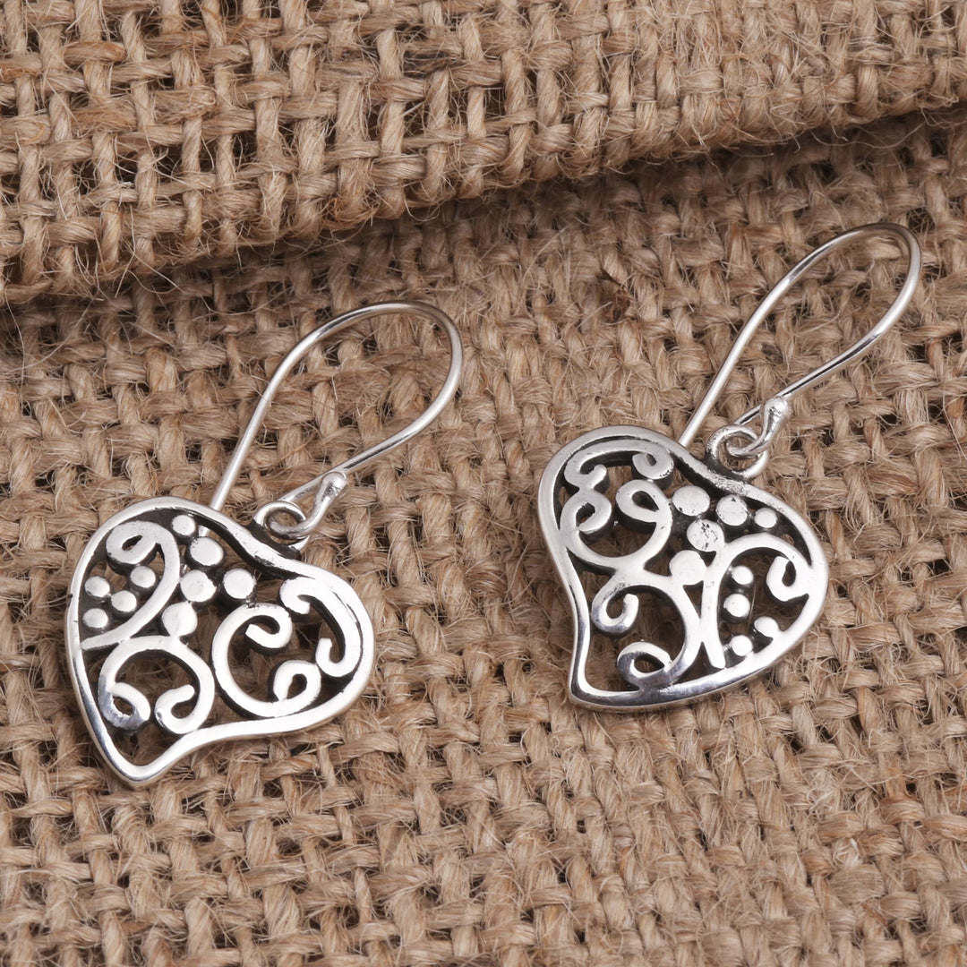 Openwork Sterling Silver Heart Dangle Earrings - Heart of Hearts