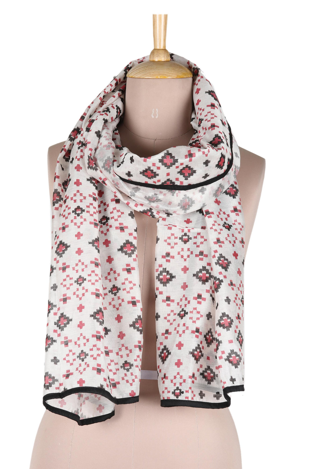 Chanderi Cotton Geometric Scarf - Eternal Stars