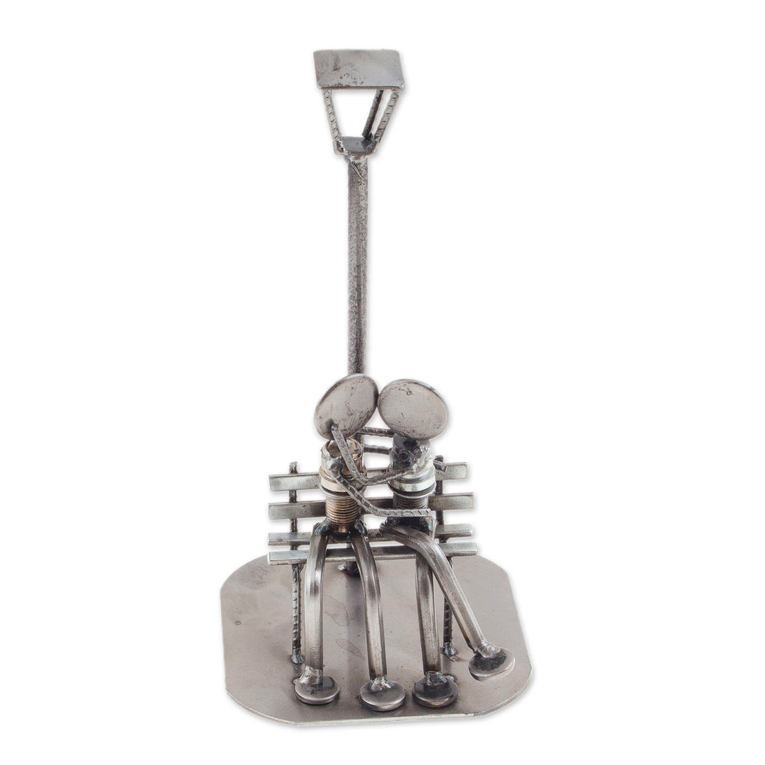 Romantic Recycled Metal Sculpture - That First Kiss